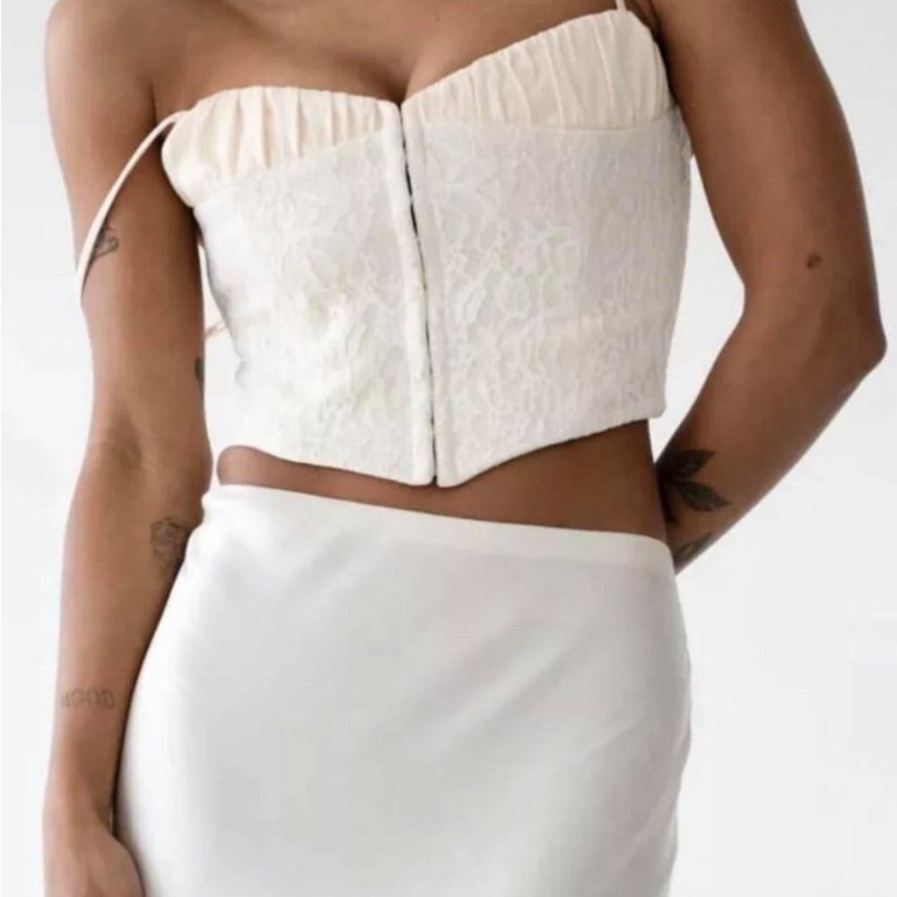 Rumored Cream Lace Bustier Top
